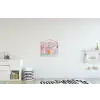 Eikenbladeren - Takken - Roze textielposter latten blank klein -kinderkamer