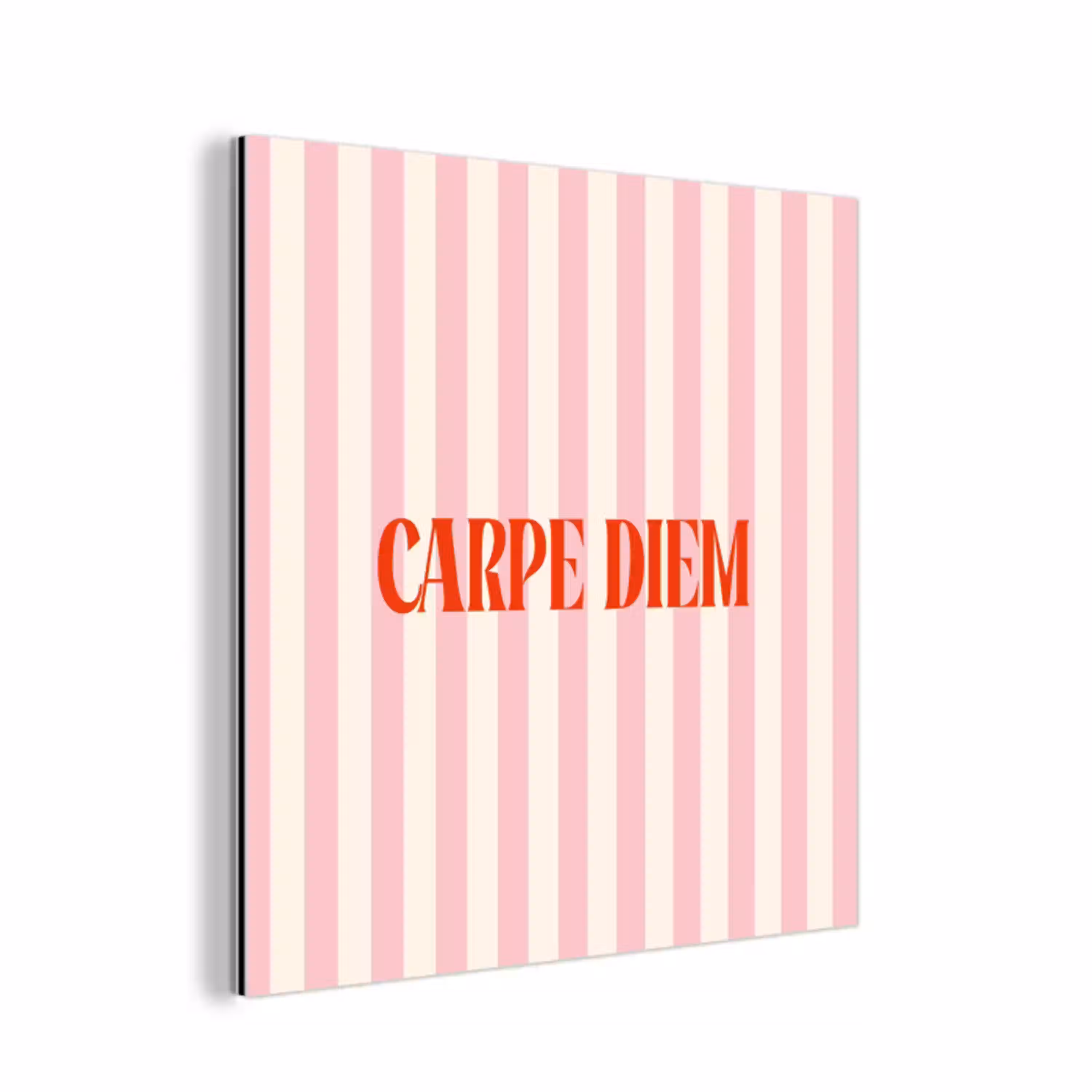 Zachtroze - Rood - Strepen - Carpe Diem aluminium wit klein -3d