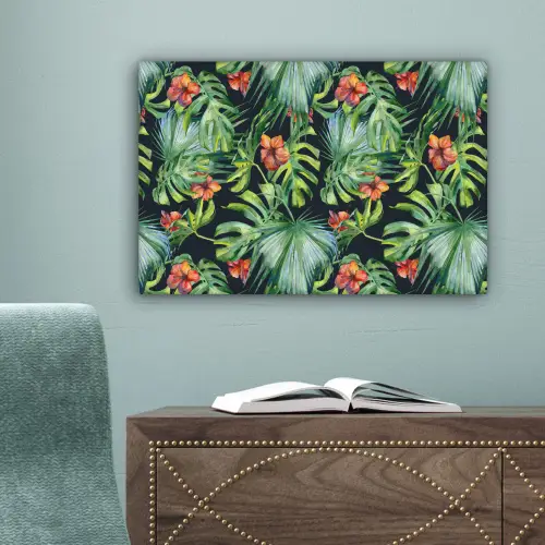 Bladeren - Bloemen - Jungle - Tropisch canvas 2cm klein -sfeer4
