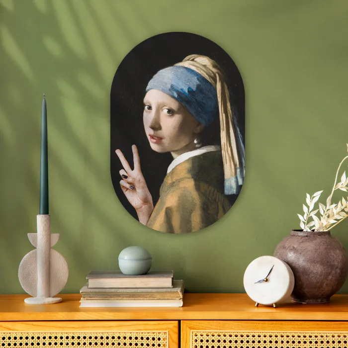 Meisje met de parel - Johannes Vermeer - Peace Wandcirkel Ovaal Forex klein -sfeer2