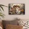 Leeuw - Wilde dieren - Planten - Natuur - Bloemen canvas 2cm klein -sfeer1