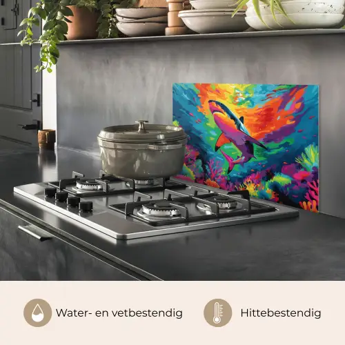 Haai - Koraalrif - Abstract - Kleurrijk keuken achterwand spatscherm klein -usp_NL