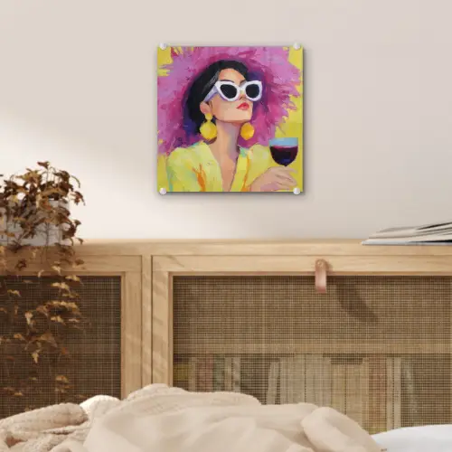 Vrouw - Hoed - Paars - Wijn plexiglas 5mm klein -sfeer4