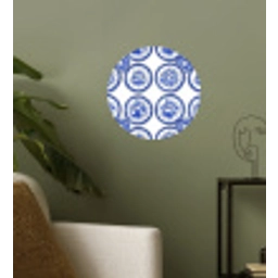 Cirkels - Bloemen - Blauw Wandcirkel behangsticker klein 186 -sfeer2