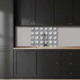 Borden - Bloemen - Blauw - Wit keuken achterwand 2 middel 865 -sfeer1
