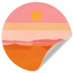 Zon - Abstract - Landschap - Oranje Wandcirkel behangsticker klein -3d
