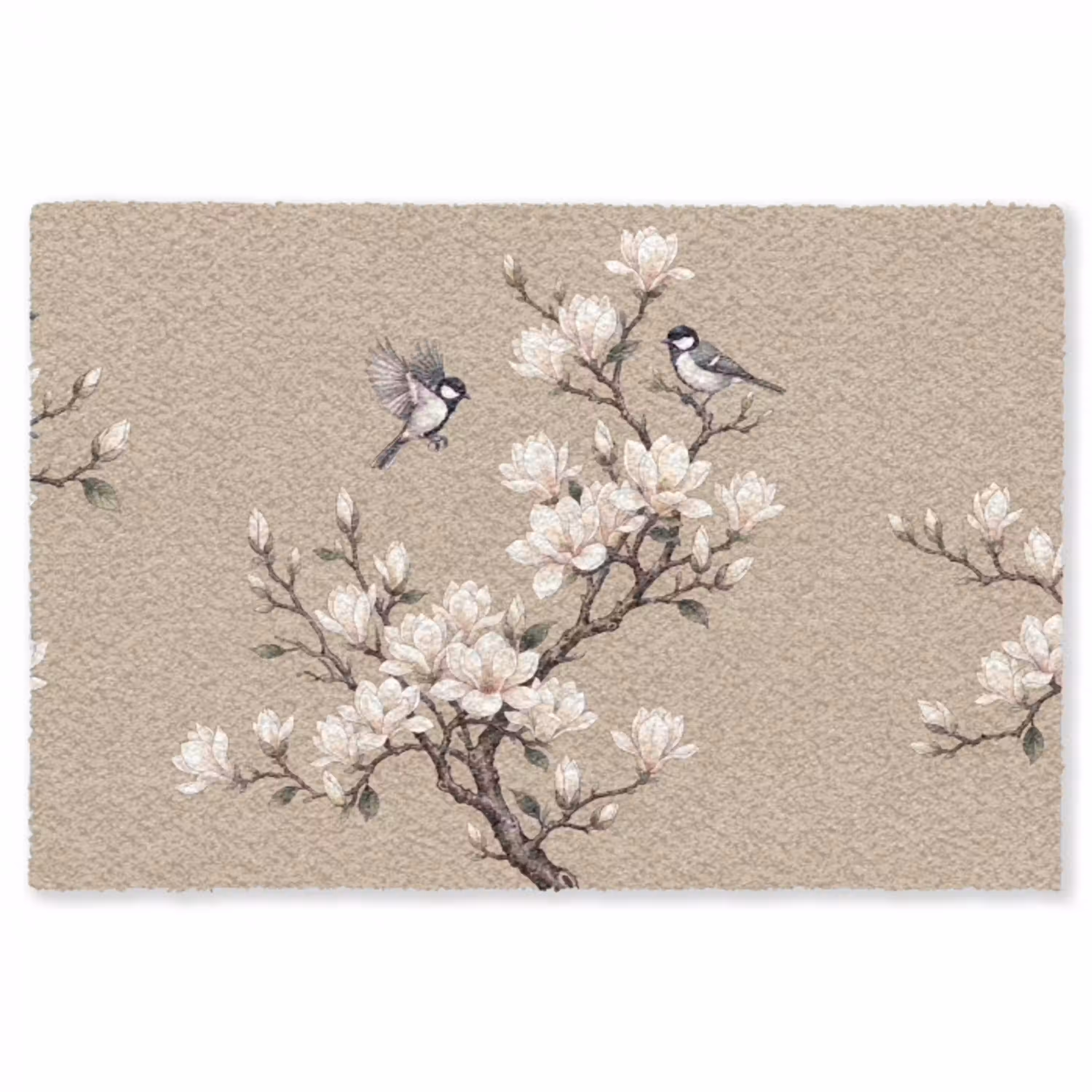 Oosters - Vogels - Beige Vloerkleed Rechthoek klein -3d