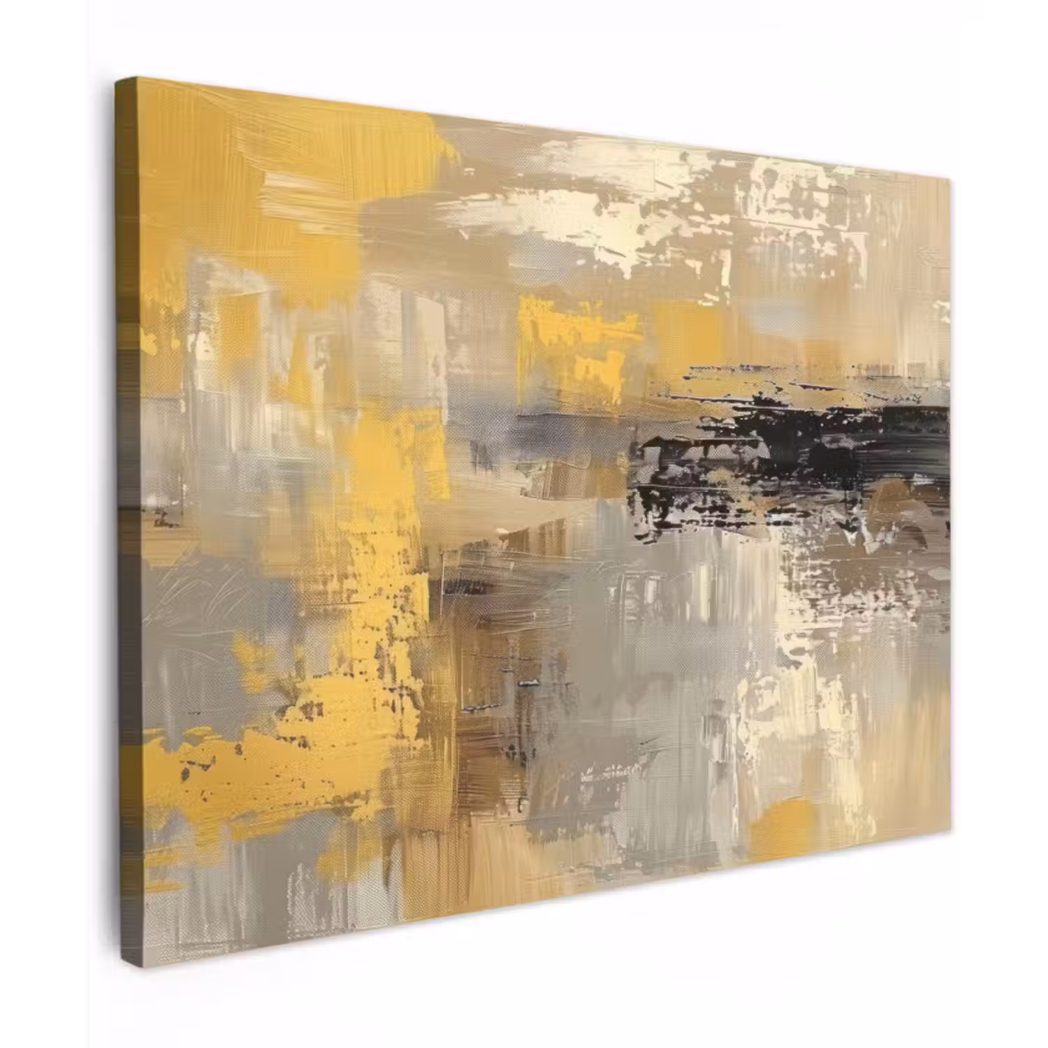 Canvas schilderij - Abstract - Geel - Modern - Beige