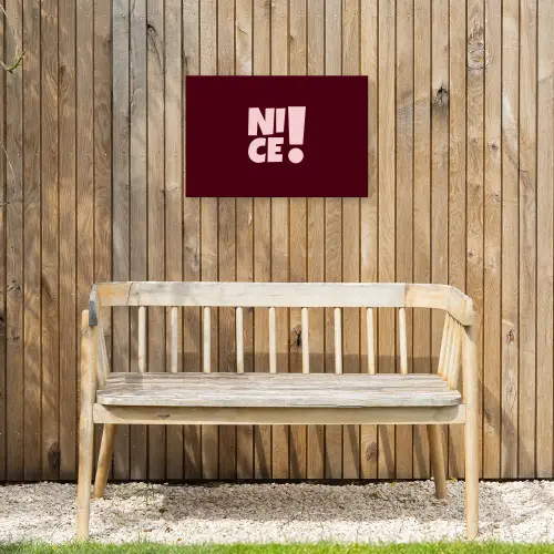 Nice - Uitroepteken - Rood Tuinposter op houten frame 2 cm dik klein -sfeer4