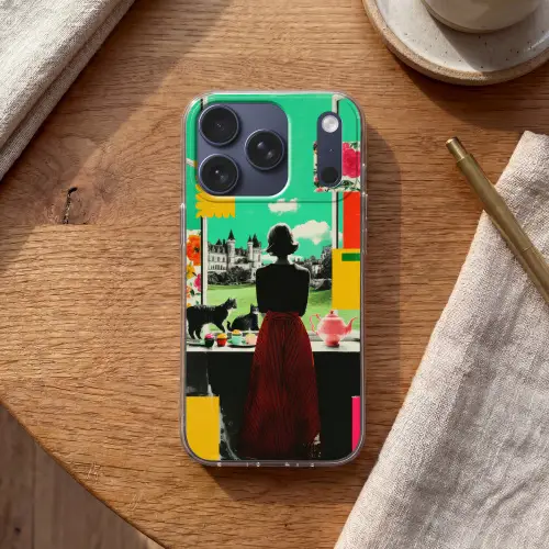 Vrouw - Keuken - Katten - Doorkijk Telefoonhoesje iPhone 17 Pro klein -sfeer1