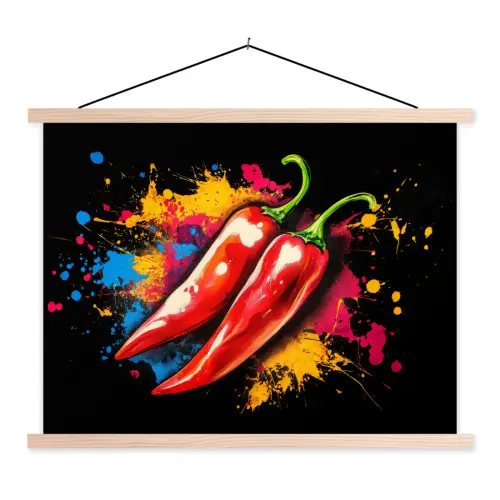 Peper - Graffiti - Verf - Abstract - Modern - Kleurrijk textielposter latten blank klein -3d
