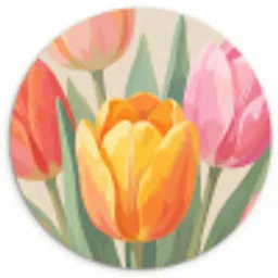 Tulpen - Abstract - Kleurrijk Wandcirkel kunststof plaat 5mm dik klein -3d
