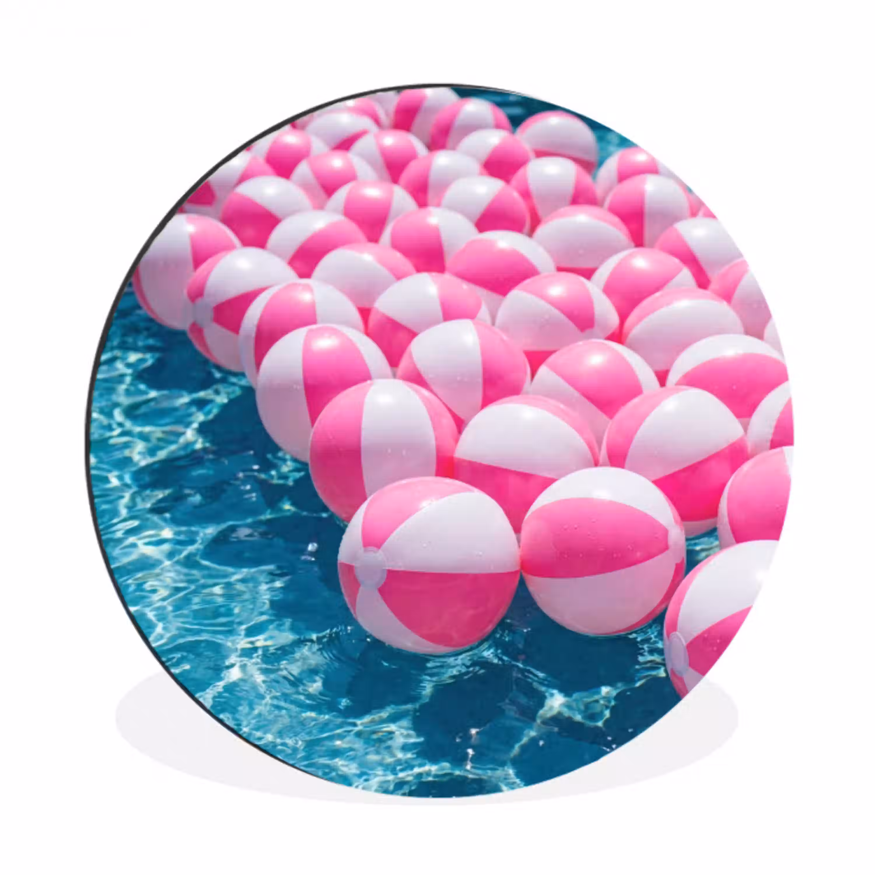 Strandballen - Roze - Water Wandcirkel aluminium klein -3d
