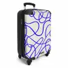 Blauwe lijnen op beige achtergrond NBS - Handbagage koffer - Kinderen Unisex middel -productfoto_3d