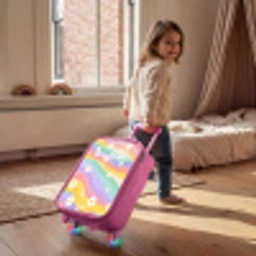 Madeliefjes op regenboogachtergrond Kinderkoffer - Roze klein -sfeer1
