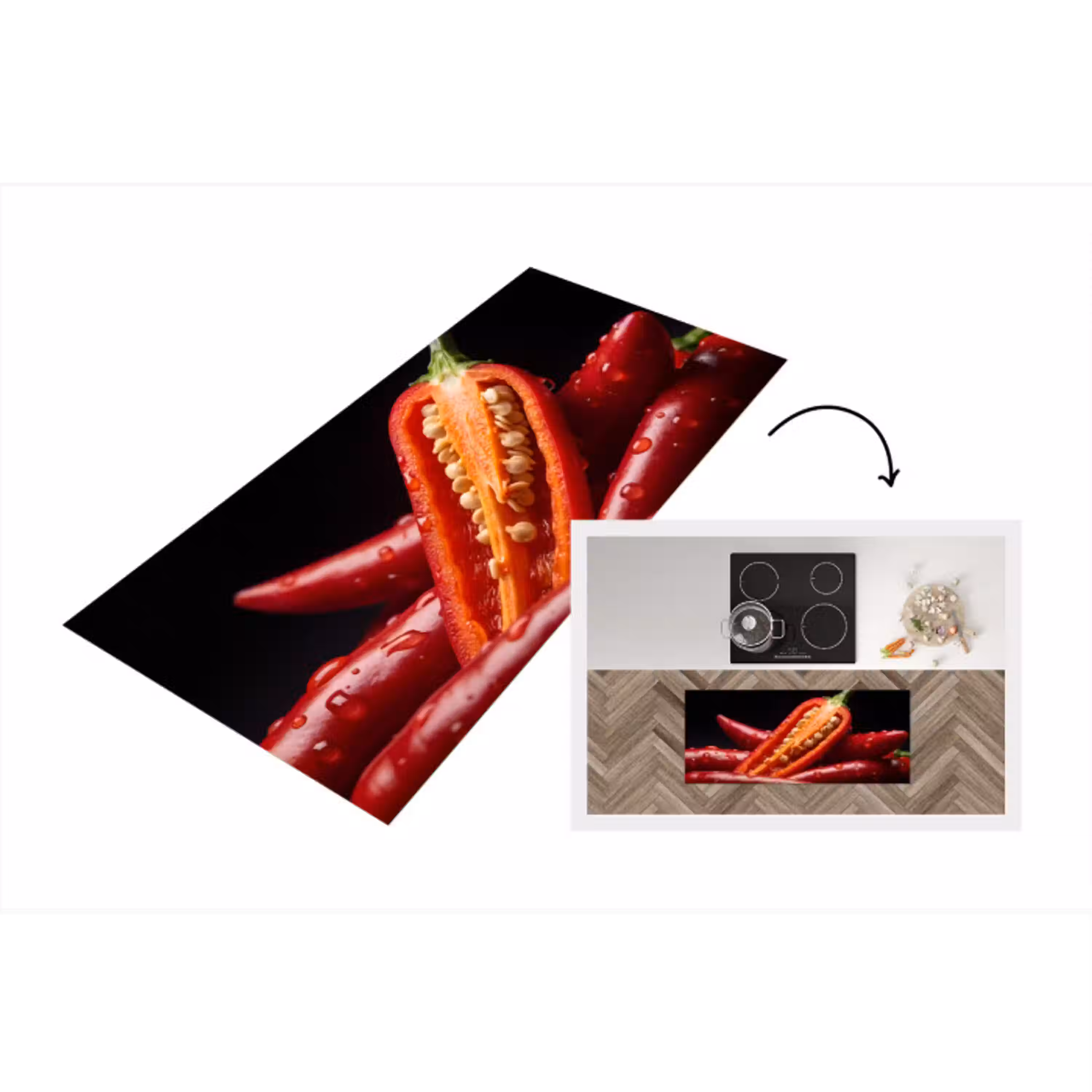 Chilipeper - Rood - Eten Keukenloper - keukenmat middel -3d