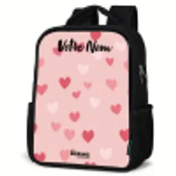 Hartjes - Patroon - Roze Rugzak - Zwart middel -schuin