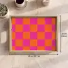 Schaakbord print - Oranje - Roze - Blokjes Dienblad Rechthoek middel -USP_FormaatEN