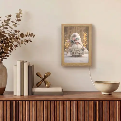 Kerst - Gnome - Bord - Kleurrijk Light Box met kabel (Wandlamp) klein -sfeer2