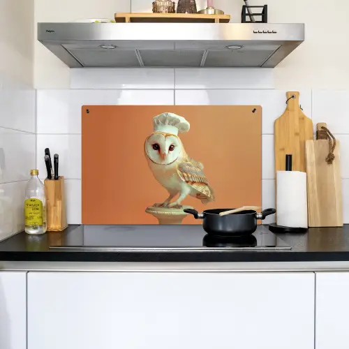 Kerkuil - Koksmuts - Oranje - Vogel Inductie beschemer met haakjes klein -sfeer2