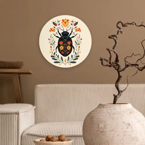 Bloemen - Oranje - Planten - Sierlijk Wandcirkel kunststof plaat 5mm dik klein -sfeer1