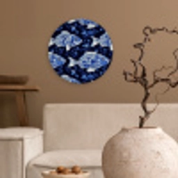 Vissen - Bloemen - Blauw Wandcirkel kunststof plaat 5mm dik klein 188 -sfeer1