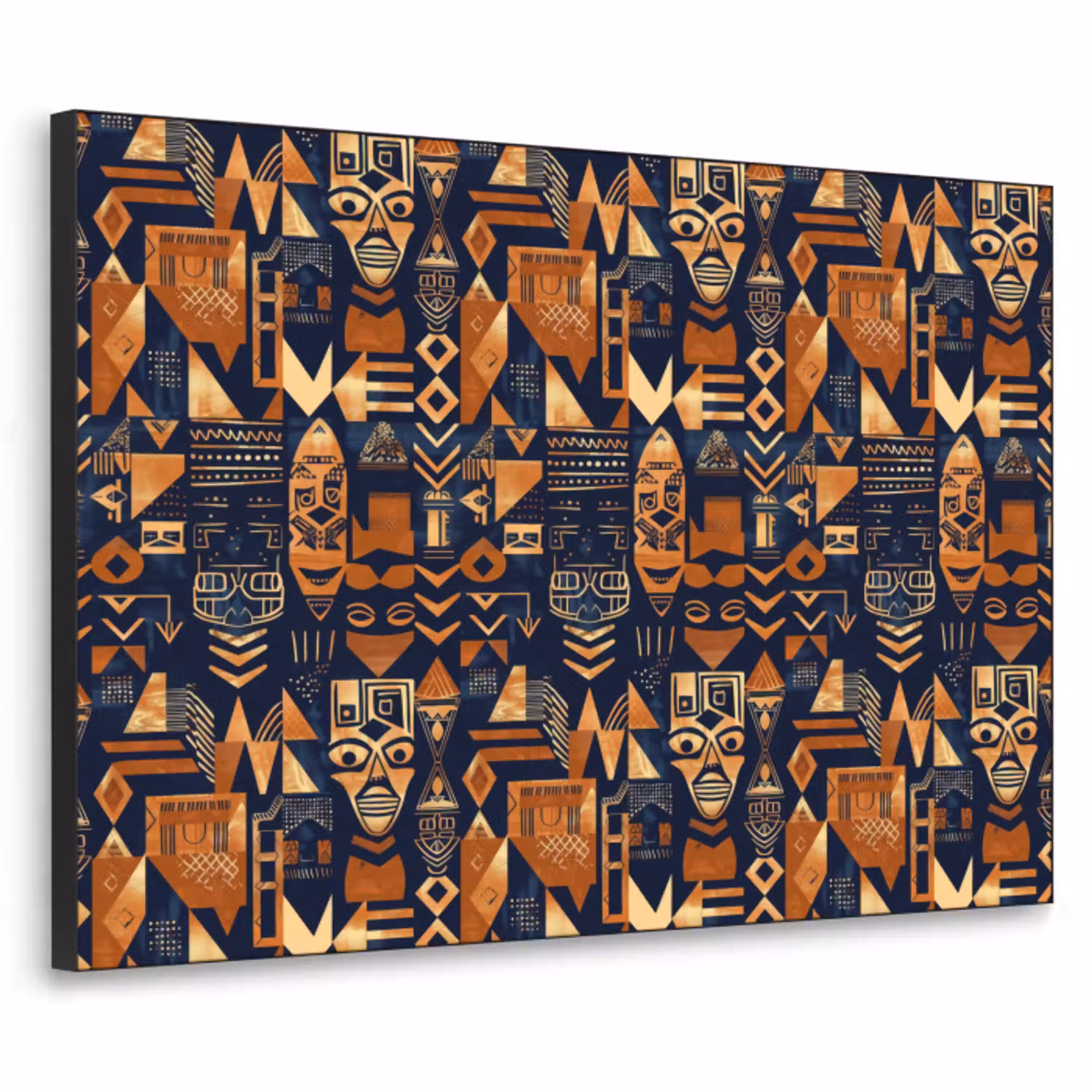 Nachtblauw - Koper - Tribaal - Maskers Textielframe zwart klein 947 -3d