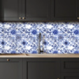 Bloemen - Blauw - Patroon - Wit keuken achterwand 2 middel 871 -sfeer1