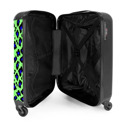 Blauw uipaardpatroon op groene achtergrond NBS - Handbagage koffer - Volwassenen Unisex middel -binnenkant