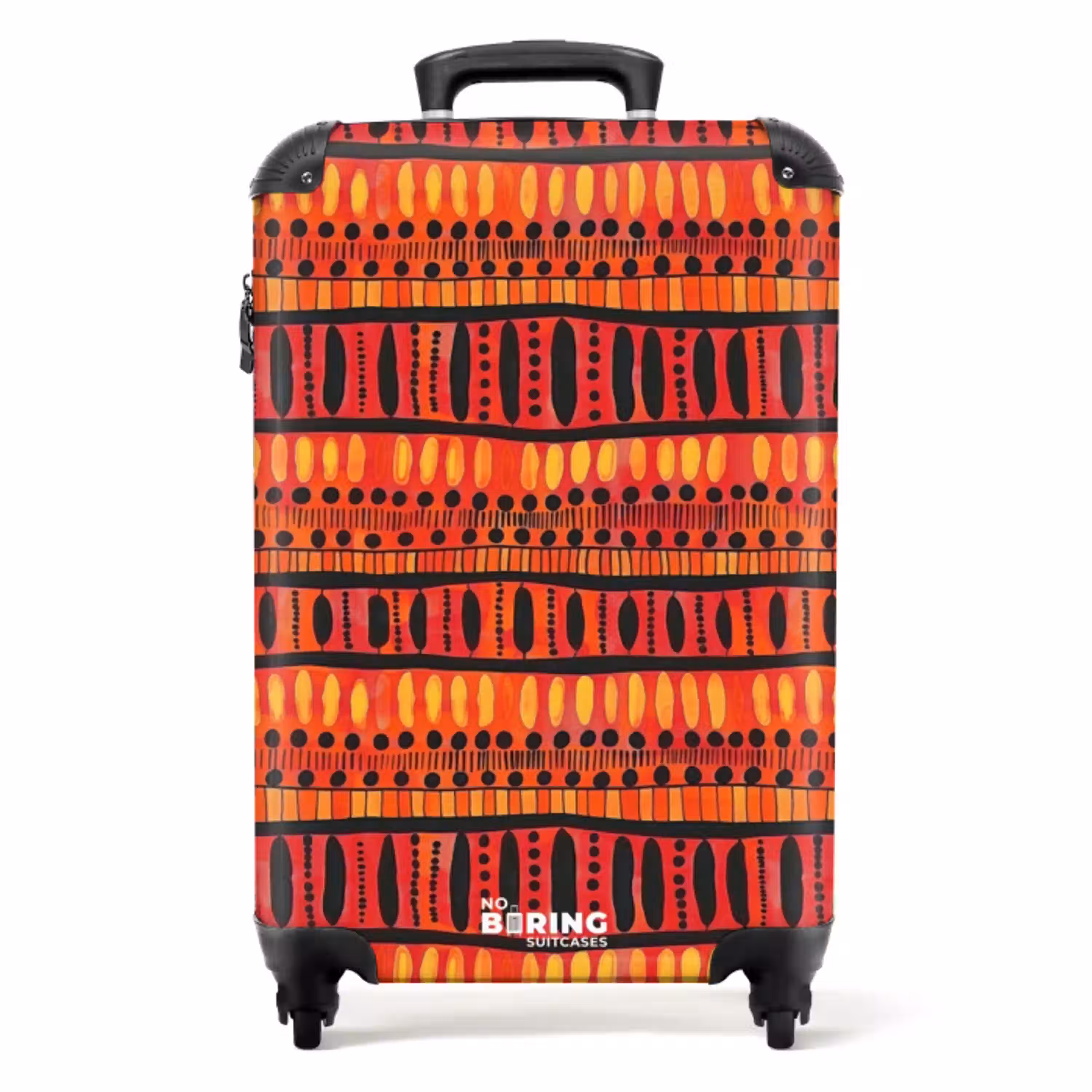 Rood - Oranje - Etnisch - Expressief - Patroon NBS - Handbagage koffer - Volwassenen Unisex middel -productfoto_recht