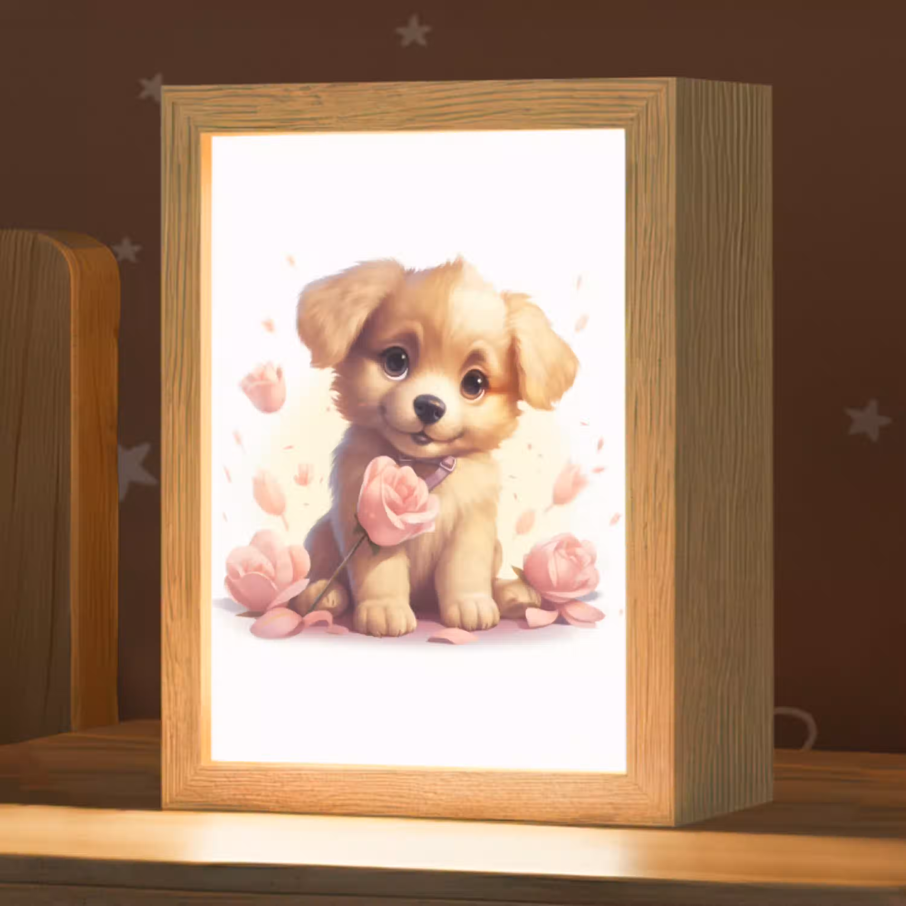 Hond - Bloemen - Roze - Meisjes - Kind Light Box met kabel klein -zzz_3d_website