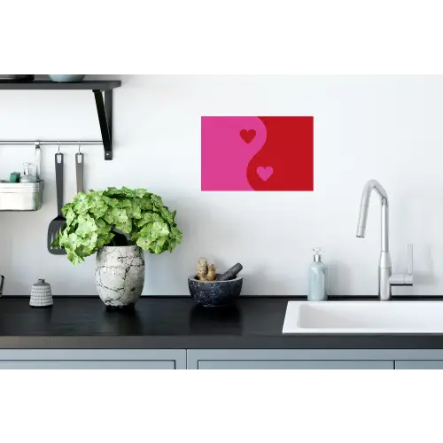 Minimalistisch - Rood - Roze - Hartjes Muursticker klein -keuken