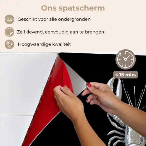 Kreeft - Zilver - Metallic - Luxe keuken achterwand spatscherm klein -spatscherm_NL