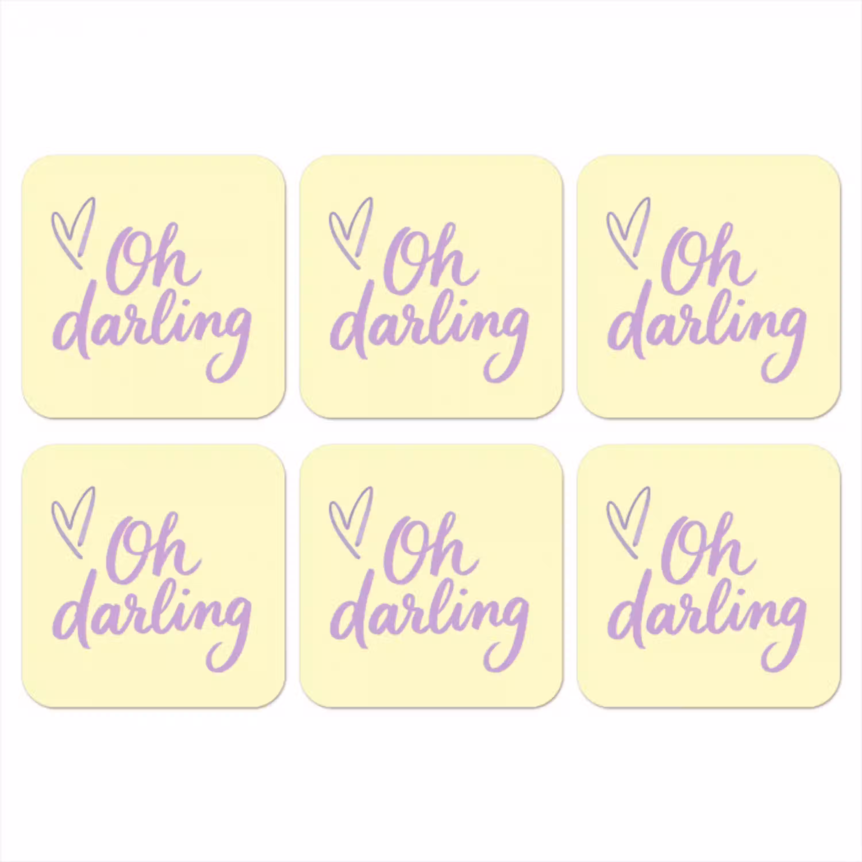 Oh darling - Geel - Hart onderzetter kurk middel -3d