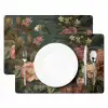 Groene papegaai - Kleurrijke bloemen - Donkere achtergrond Placemat vinyl groot -zzsfeer2_Kitchenyeah-website