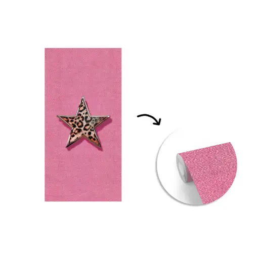 Ster - Luipaard - Print - Roze fotobehang vinyl groot -3d