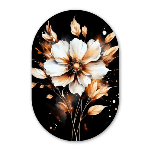 Bloem - Verf - Goud - Graffiti - Modern Wandcirkel Ovaal Forex klein -3d