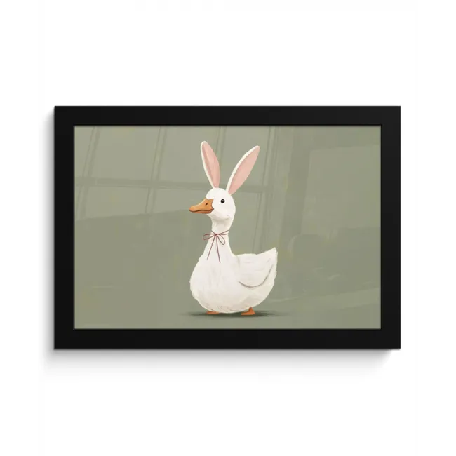 Eend - Konijnoren - Grijs fotolijst zwart zonder passe partout klein -3d