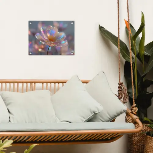 Bloem - Transparant - Pastelkleuren - Druppels tuinposter los doek klein -sfeer7