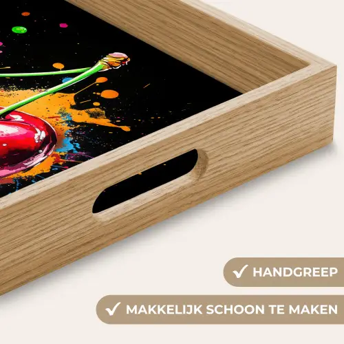 Kersen - Fruit - Graffiti - Verf - Abstract - Modern - Kleurrijk Dienblad Rechthoek middel -USP_HandgreepNL