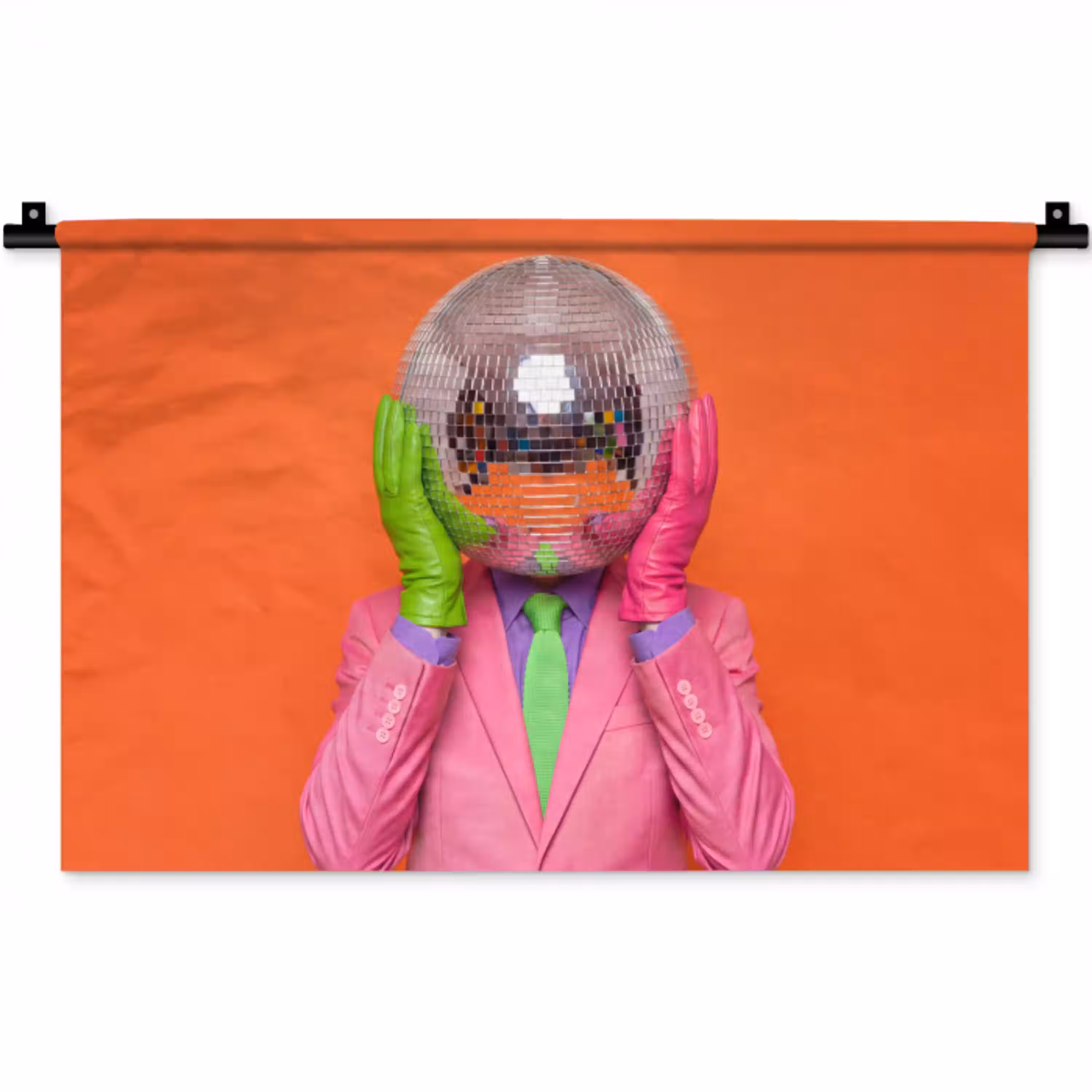 Kunst - Disco bal - Kleurrijk - Modern - Studio Wandkleed katoen klein -zz3d