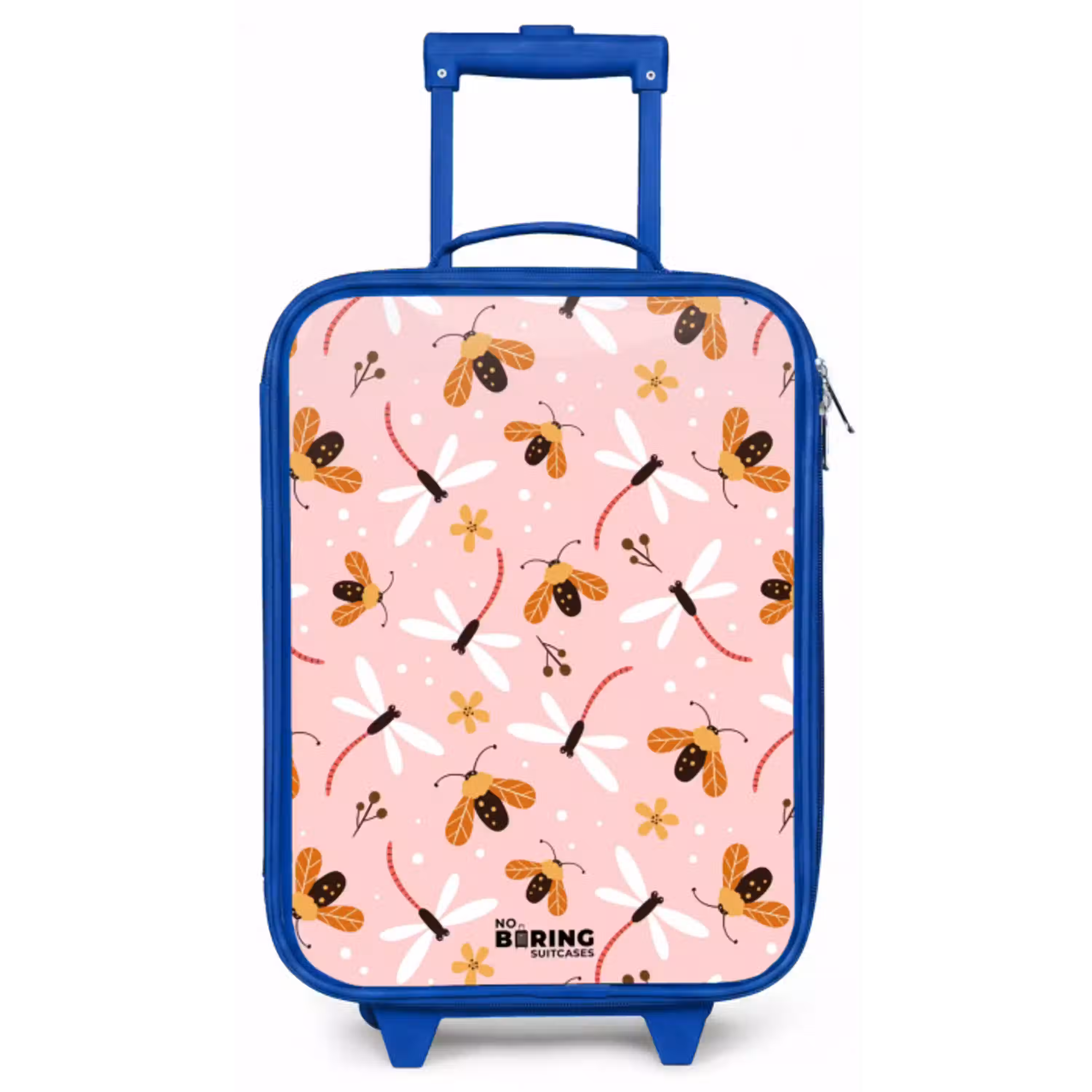 Lieveheersbeestjes en libellen op roze achtergrond Kinderkoffer - Blauw klein -zz3dotto