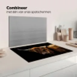 Schotse Hooglander - Horens - Zwart - Dieren - Natuur - Wild - Koe Inductie beschermer vinyl 3mm klein -wsfeer7_website