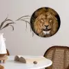 Leeuw - Portret - Zwart - Dieren Wandcirkel kunststof plaat 5mm dik klein -sfeer4