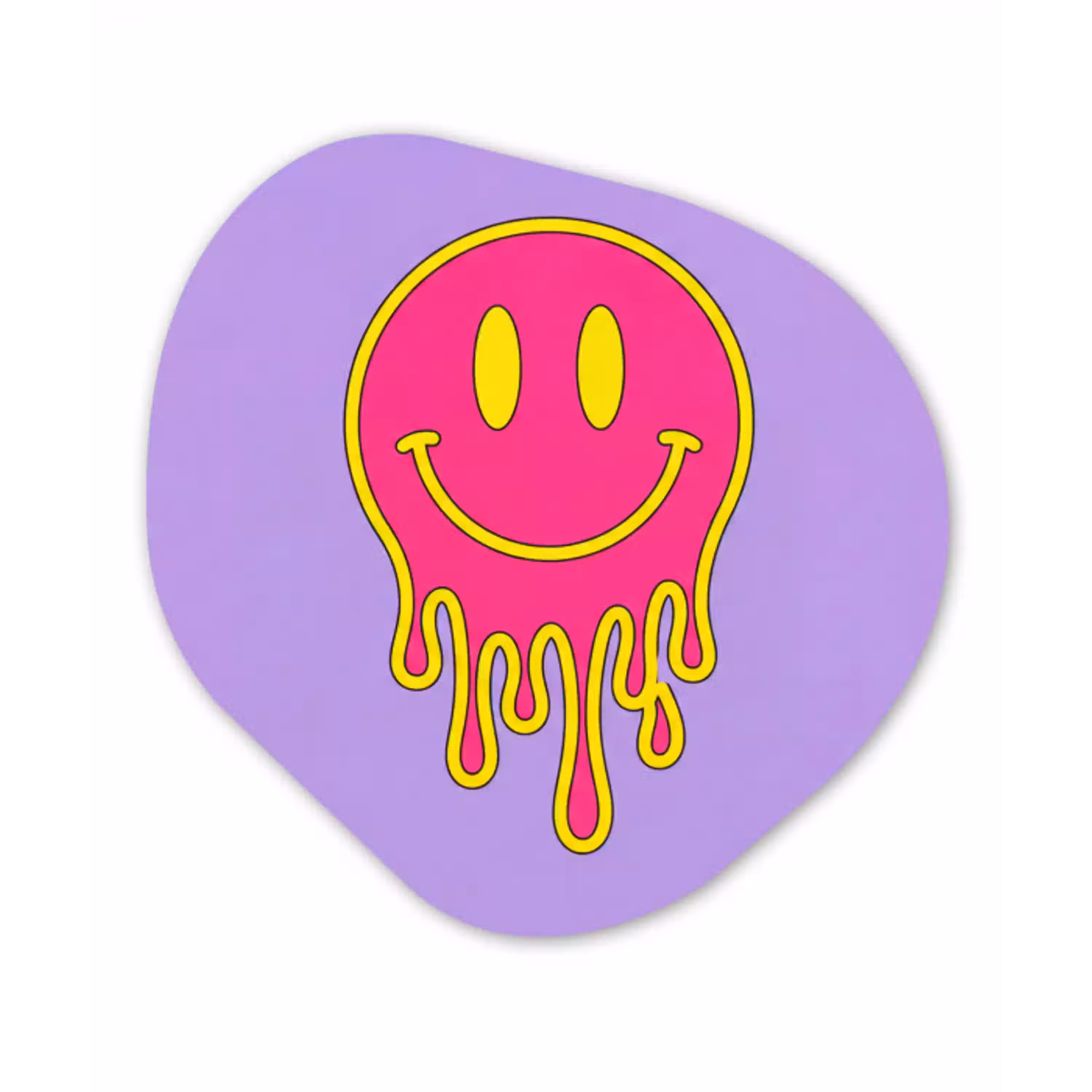 Smiley - Drip - Neon Wandcirkel Organisch Forex 3mm klein -3d