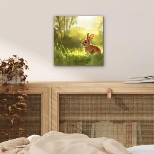 Konijn - Zonlicht - Bos aluminium wit klein -sfeer3