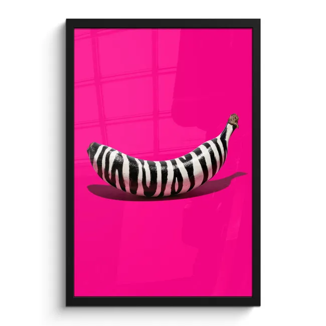 Poster met lijst - Banaan - Zebraprint - Roze