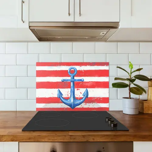 Anker - Verfspatten - Rood - Blauw keuken achterwand spatscherm klein -sfeer2