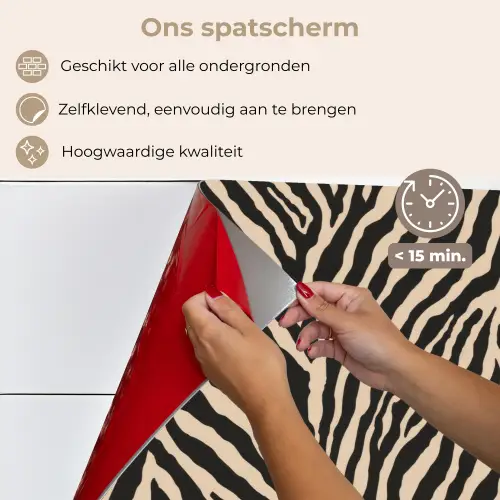 Zebra - Klassiek - Zwart keuken achterwand spatscherm klein 900 -spatscherm_NL