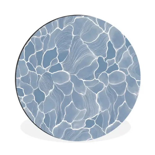 Abstract - Blauw - Bladeren Wandcirkel aluminium klein -3d